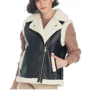 NWT UGG Koolaburra Black and White faux fur Vest